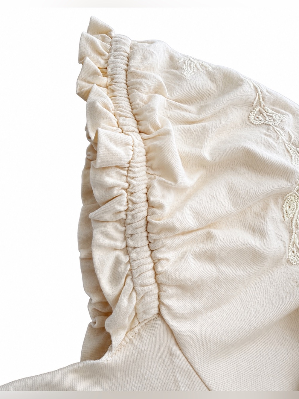 EXPRESS Cream Off-Shoulder Eyelet Peasant Boho 100% Cotton Top NWTs - Picture 4 of 11